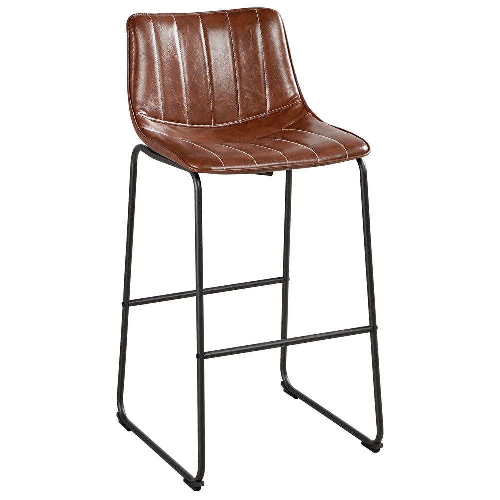 Brown PU Leather Bar Stool with Backrest, Set of 4 S603