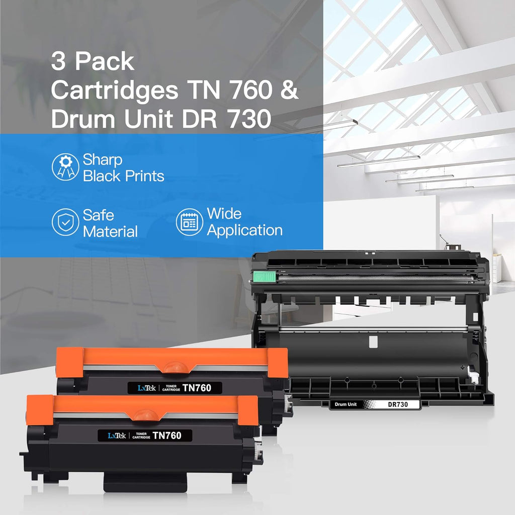 Compatible Toner Cartridge & Drum Unit Replacements for Brother Printer (2 Toner Cartridges, 1 Drum Unit, 3 Pack) W2145