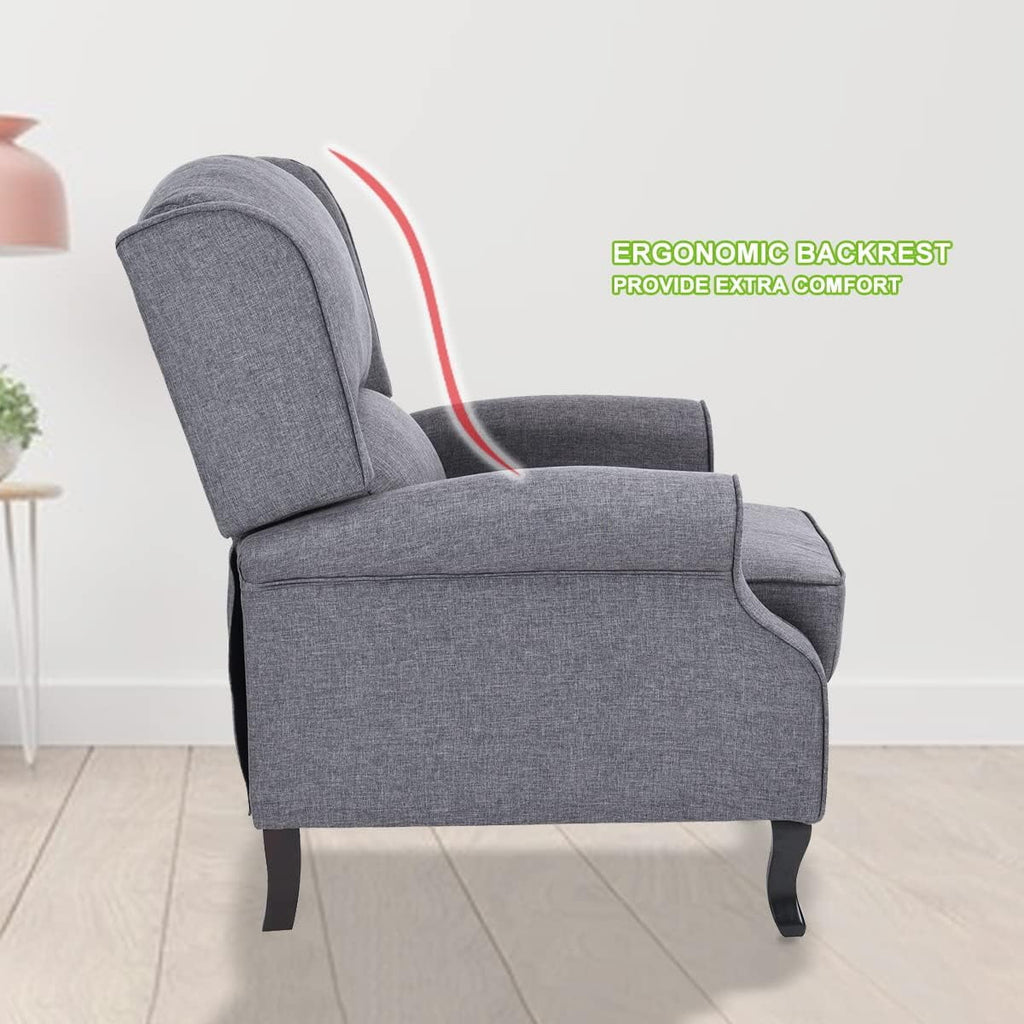 Gray Fabric Manual Push Back Recliner Sofa X1745