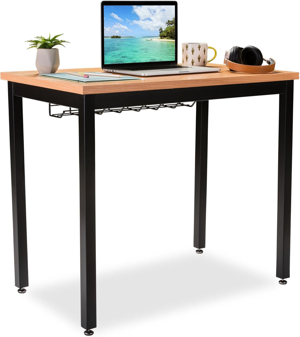 Black Small Computer Desk with Cable Management Tray E755