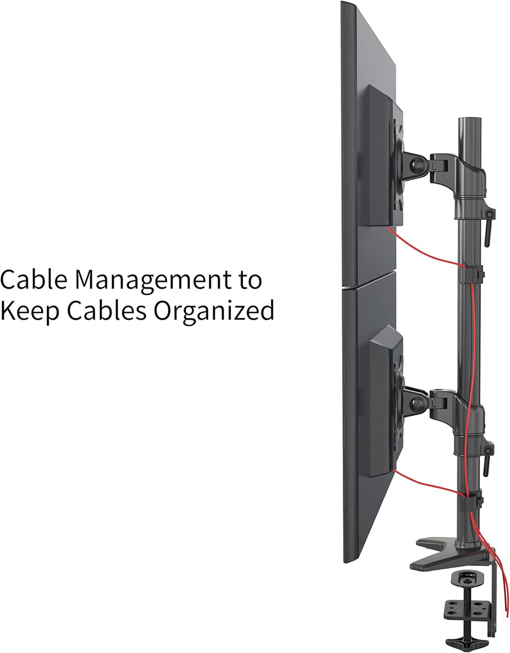 Vertical Dual Monitor Mount, Height Adjustable Heavy Duty C-Clamp and Grommet Mounting Base, VESA 75*75mm/100*100mm O65497