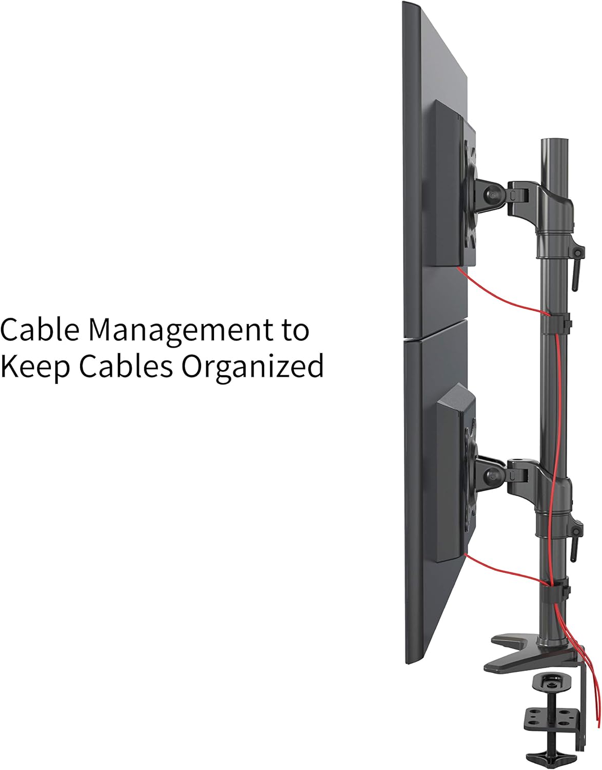 Vertical Dual Monitor Mount, Height Adjustable Heavy Duty C-Clamp and Grommet Mounting Base, VESA 75*75mm/100*100mm O65497