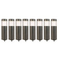 Black Outdoor Integrated LED Round Bollard Path Lights (8-Pack) Y7023