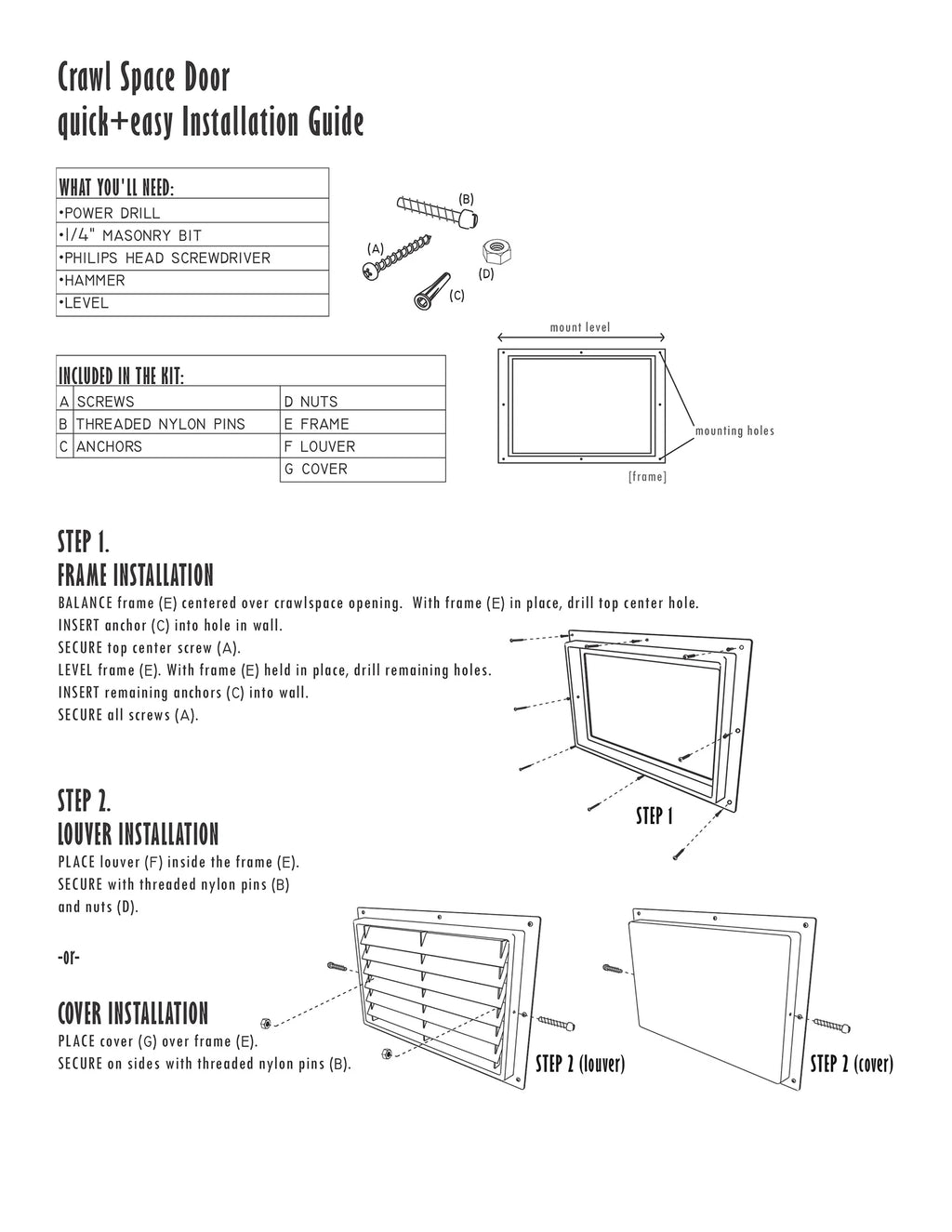 Crawl Space Door Without Louvers (24" x 36") P299064