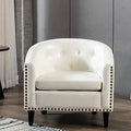 Cream Polyester Tufted Armchair G718371