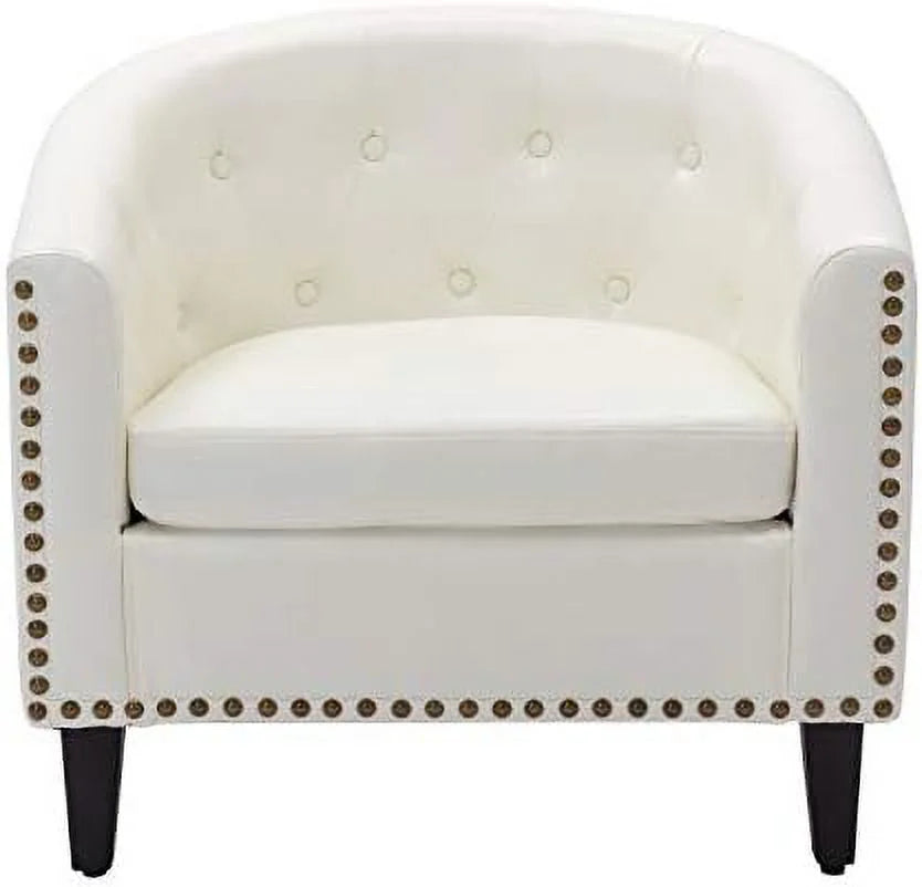 Cream Polyester Tufted Armchair G718371
