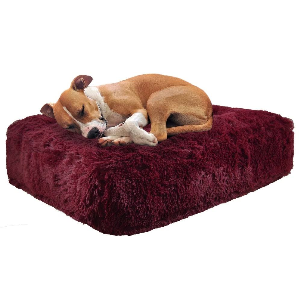 Rosewood Shag Faux Fur Rectangle Pet Bed, Small - 28 inch x 24 inch N31815