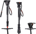73.2 inch Aluminum Camera Monopod with Pan Tilt Fluid Head and Tripod Base T749
