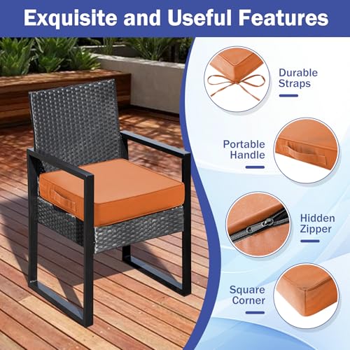 Waterproof Outdoor Chair Cushions Set of 4 with Handle and Ties, Beige J866