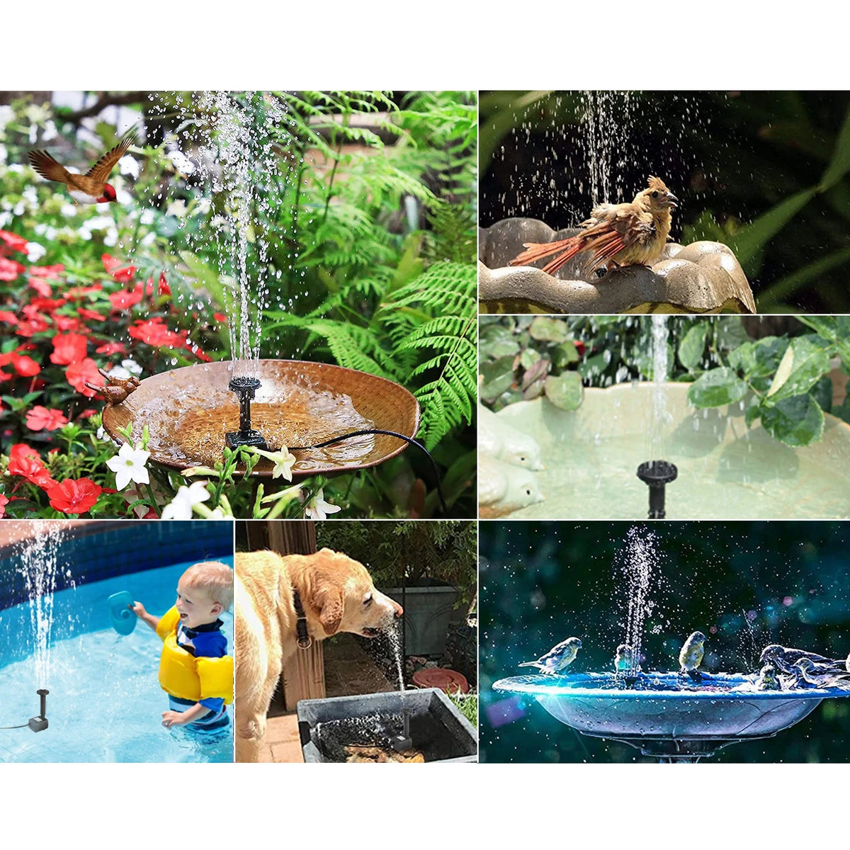 1.2W Solar Fountain Submersible Water Pump with 4 Types Sprinkler Heads O930141