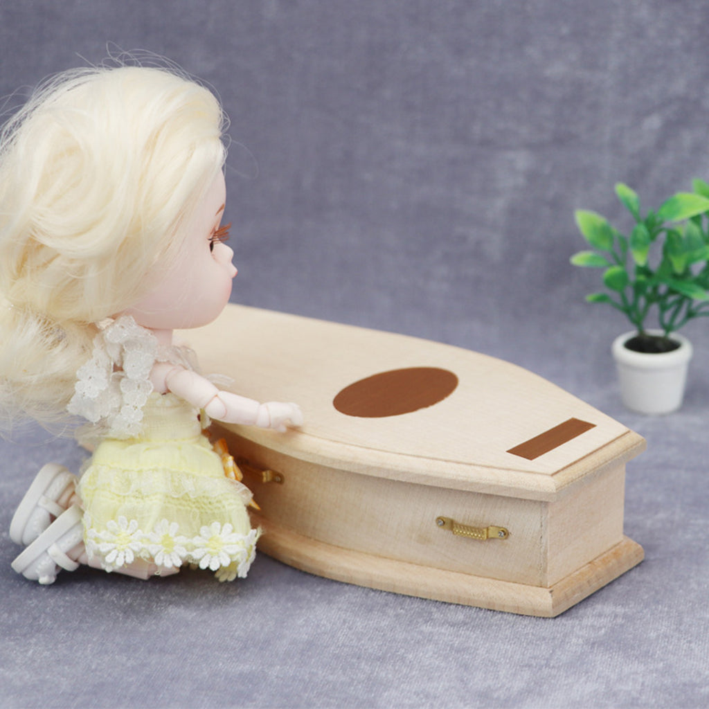 1/12 Scale Miniature Wooden Coffin DIY Decoration O42781