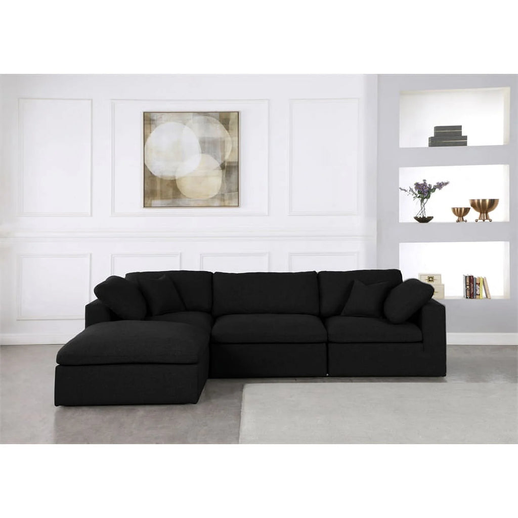 Black Linen Fabric Modular Sectional W420464