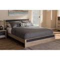 Queen Size Two-Tone Oak and Grey Wood Platform Bed F184