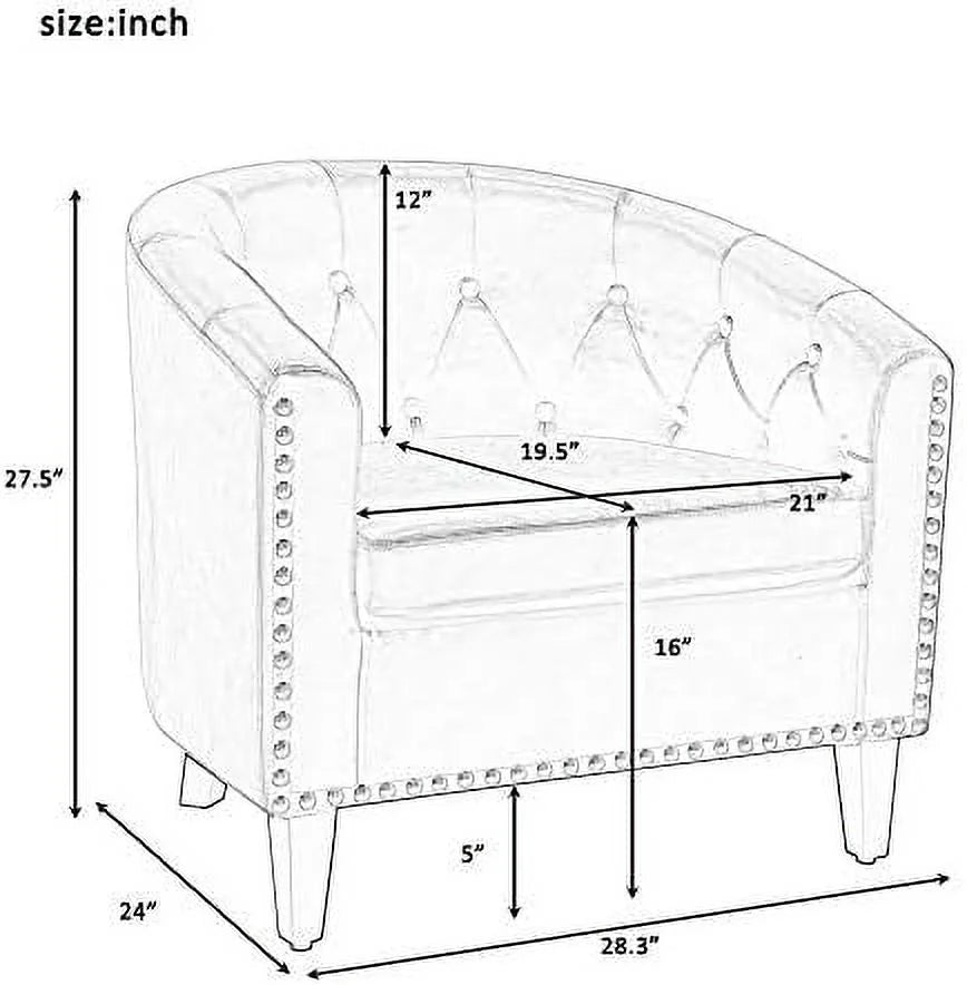 Cream Polyester Tufted Armchair G718371