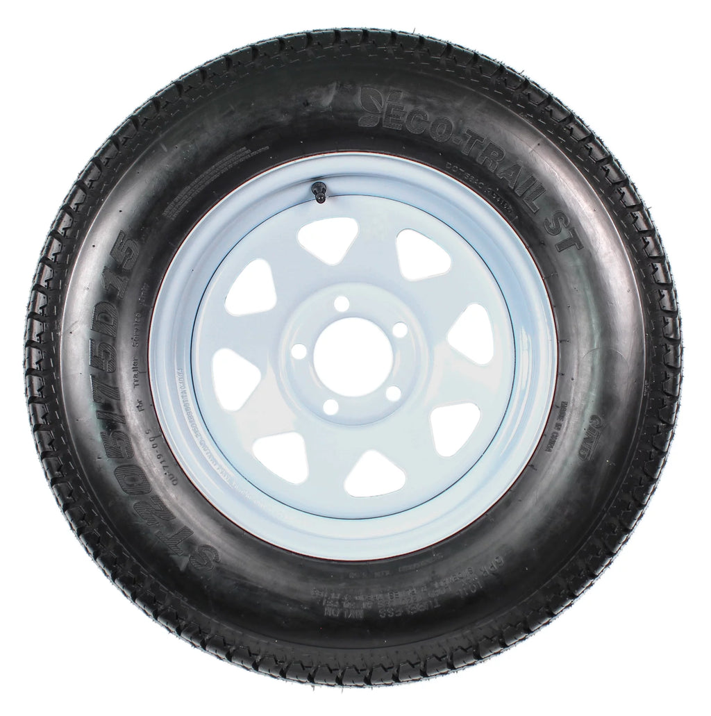 2-Pk Trailer Tire On Rim ST205/75D15 5 Hole White Spoke Wheel S246912