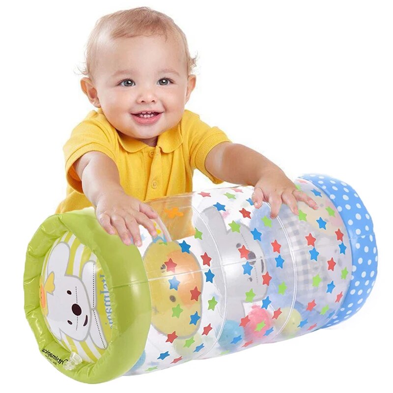Inflatable Baby Crawling Roller Toy with Rattle and Ball PVC Early Educational Toy Y995371