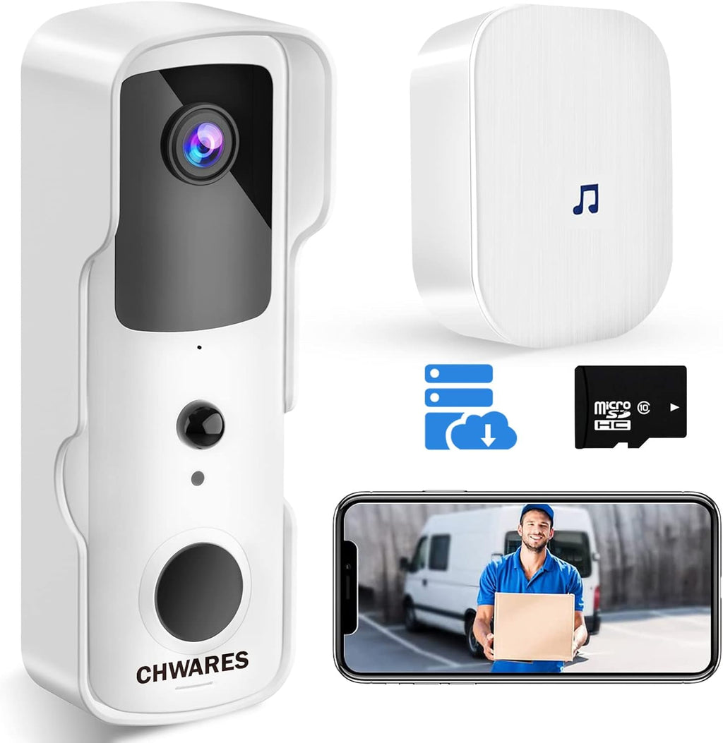 White Wireless WiFi Video Doorbell Camera with Chime Y660886