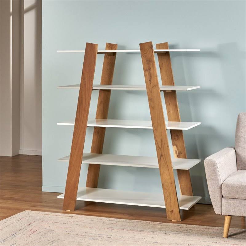 Acacia Wood Bookcase in Natural Gray F3129
