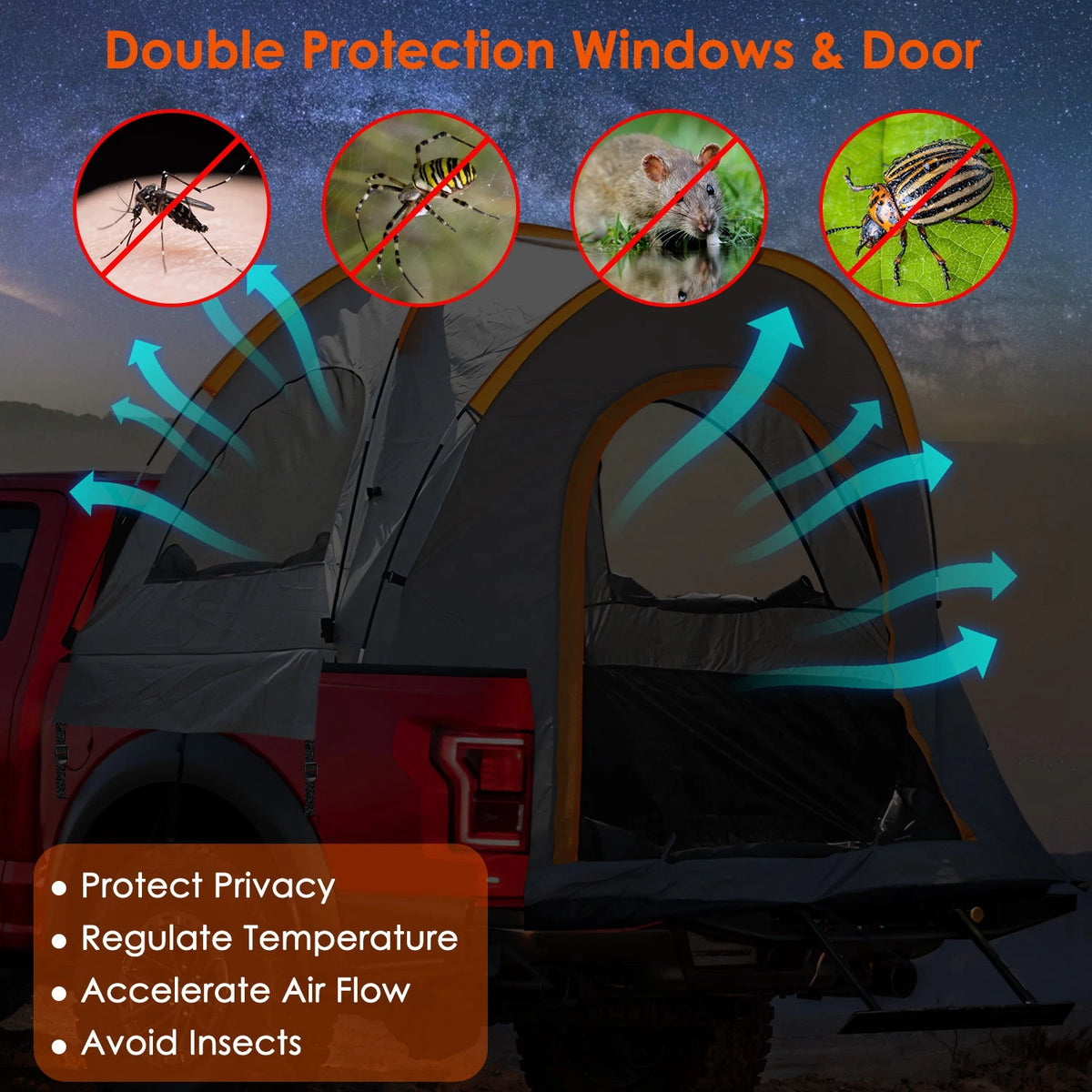 Waterproof Pickup Truck Tent with Carry Bag O899