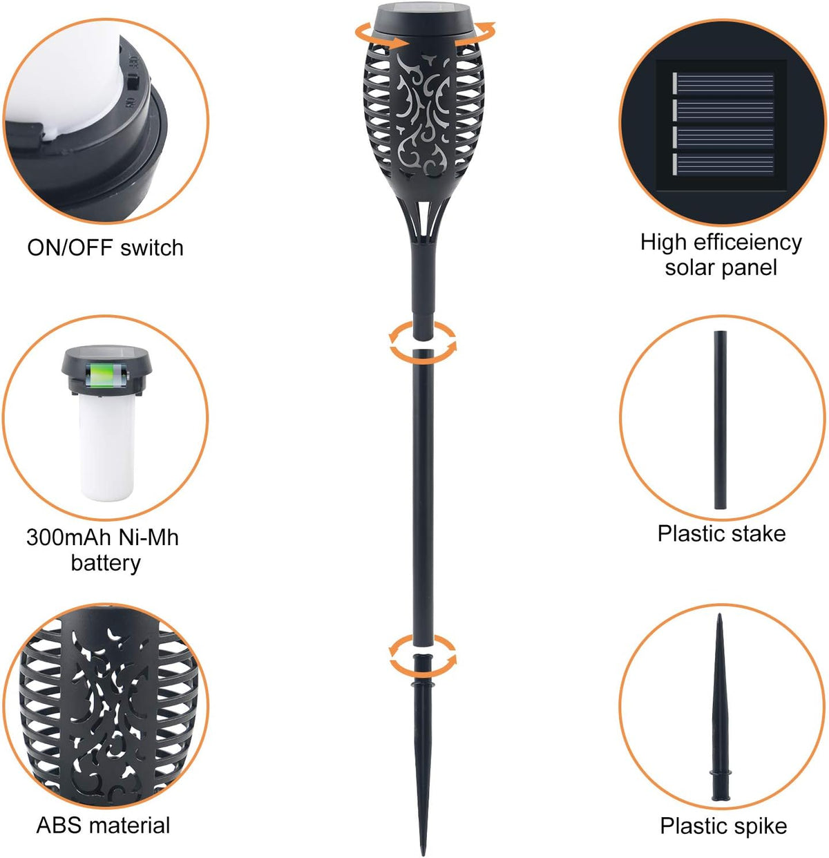 16 Pack Solar Torch Lights with Flickering Flames, Waterproof T669