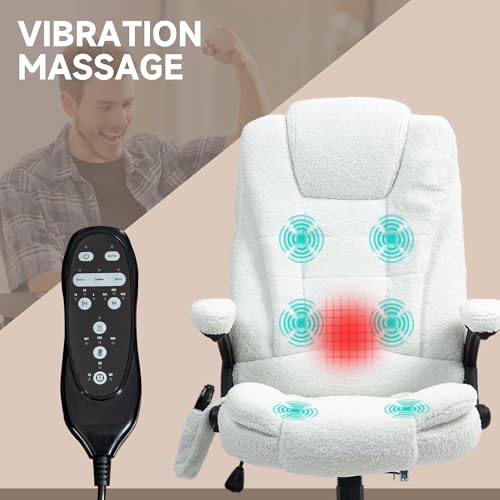 White Velvet High Back Reclining Office Chair with Remote U50776