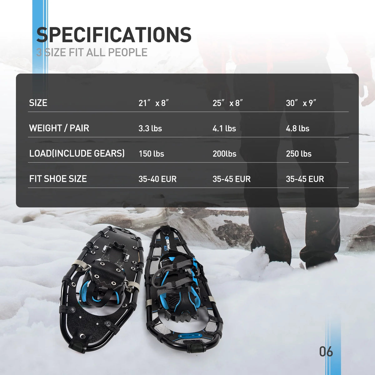 25 Inches Light Weight Snowshoes with Trekking Poles O34097