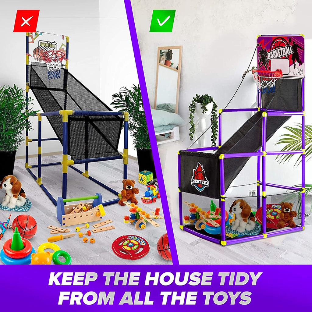 Purple Pack of 2 Indoor Arcade Basketball Hoop with 2 Basketballs and Air Pump E212065