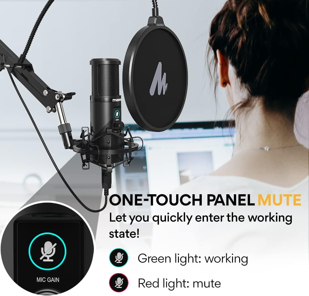 USB Microphone with One-Touch Mute and Gain Knob, Pack of 2 H3979