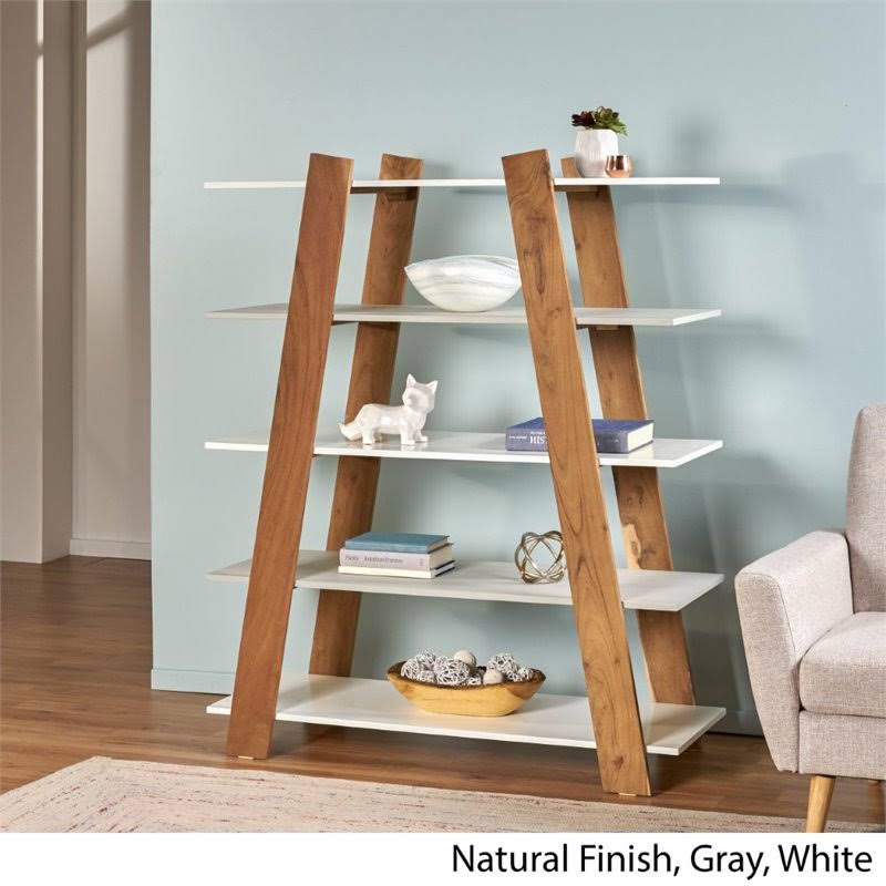 Acacia Wood Bookcase in Natural Gray F3129