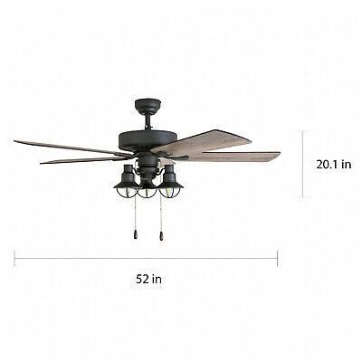 Rustic Industrial Farmhouse LED Ceiling Fan with Light Kit and Remote, 52x22 Y15689