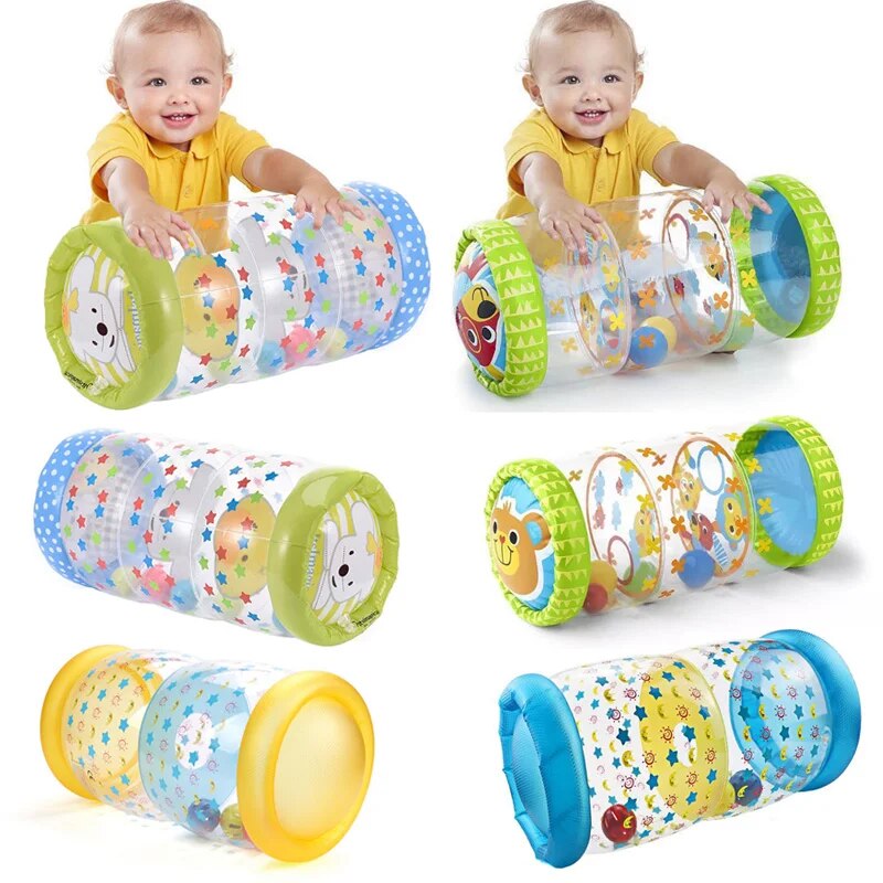 Inflatable Baby Crawling Roller Toy with Rattle and Ball PVC Early Educational Toy Y995371
