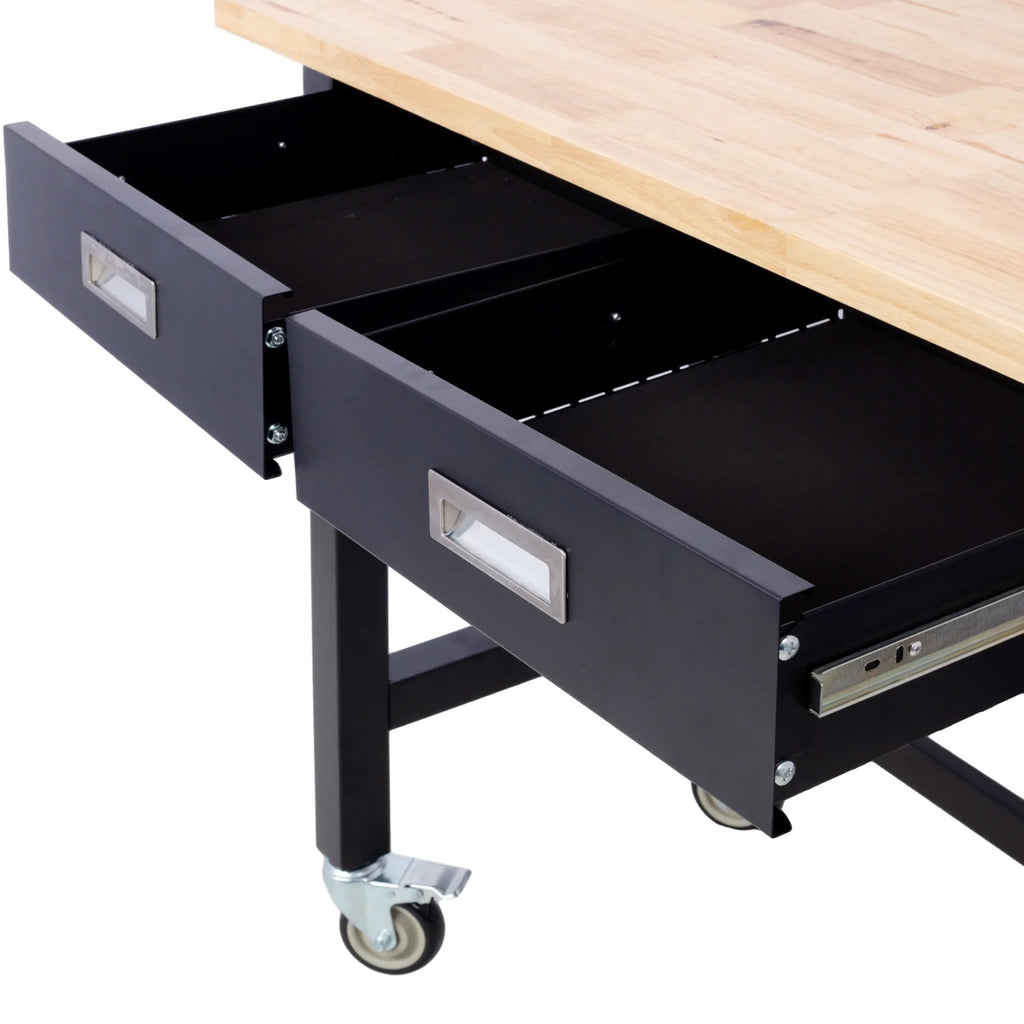 48in Heavy Duty Bamboo Wood Workbench with Drawer Storage T56410