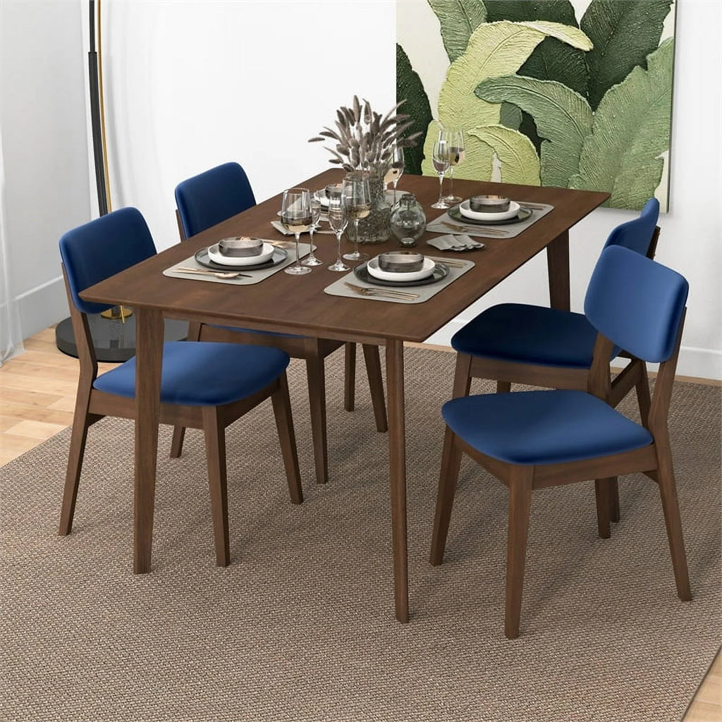 Blue Velvet Dining Chair Set of 2 F740