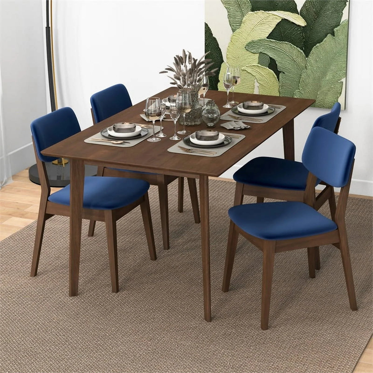 Blue Velvet Dining Chair Set of 2 F740