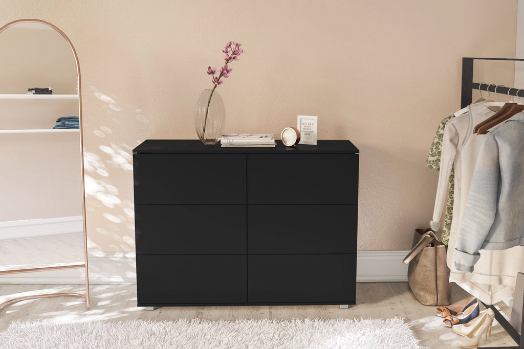 White 6 Drawer Wood Double Dresser W7314