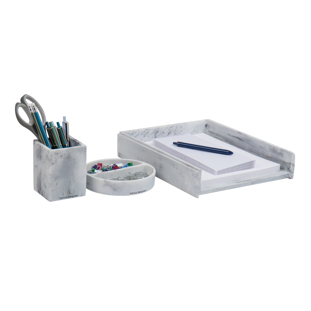 3 Pc White Resin Office Set X97928