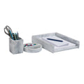 3 Pc White Resin Office Set X97928