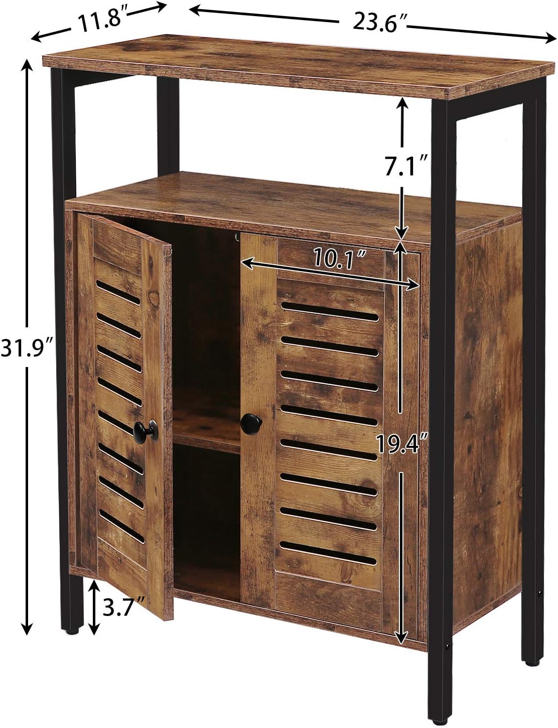 Rustic Brown Floor Storage Cabinet with Hidden Adjustable Shelf G221769