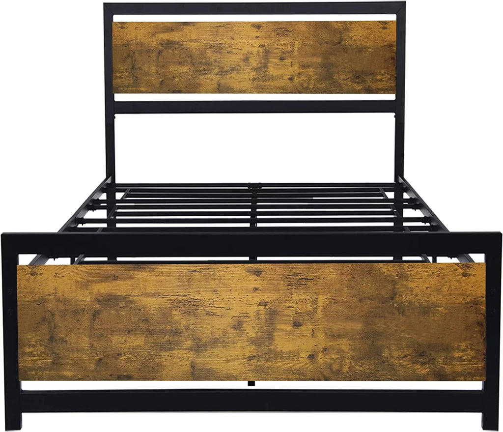 King Size Metal Bed Frame with Wood Headboard V40165