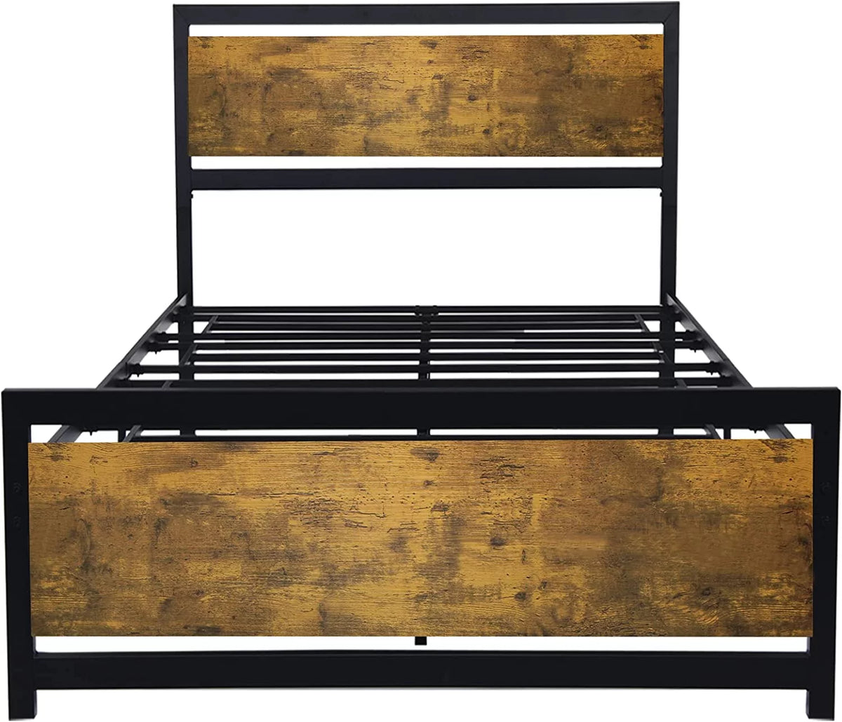 King Size Metal Bed Frame with Wood Headboard V40165