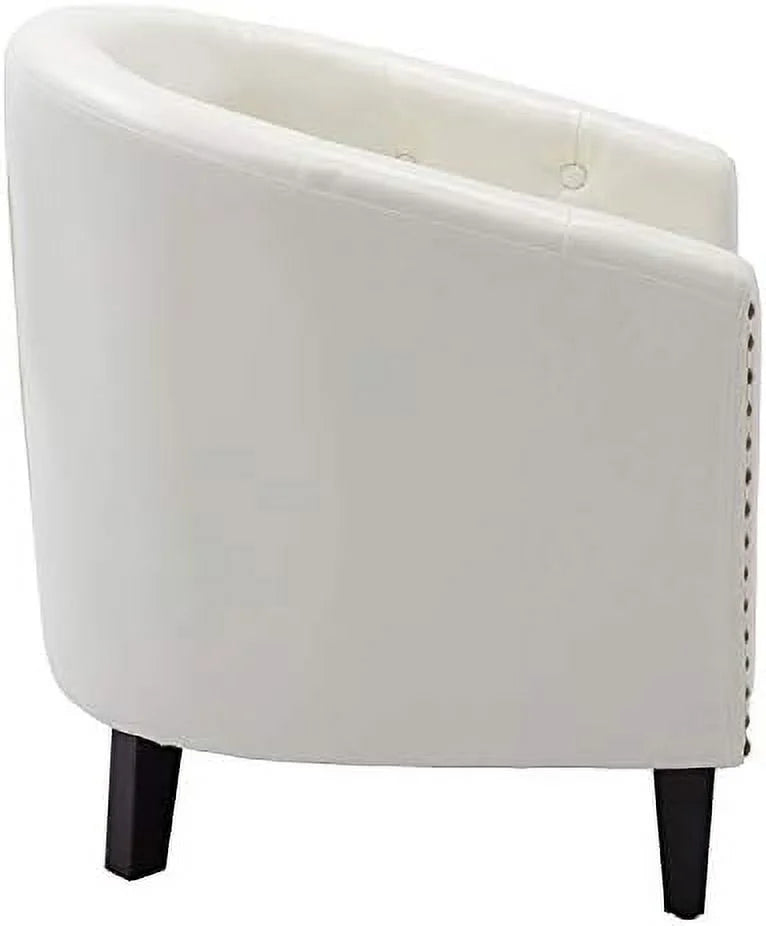 Cream Polyester Tufted Armchair G718371