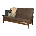 Queen Futon with Fabric Mattress in Gray and Rustic Walnut U88184