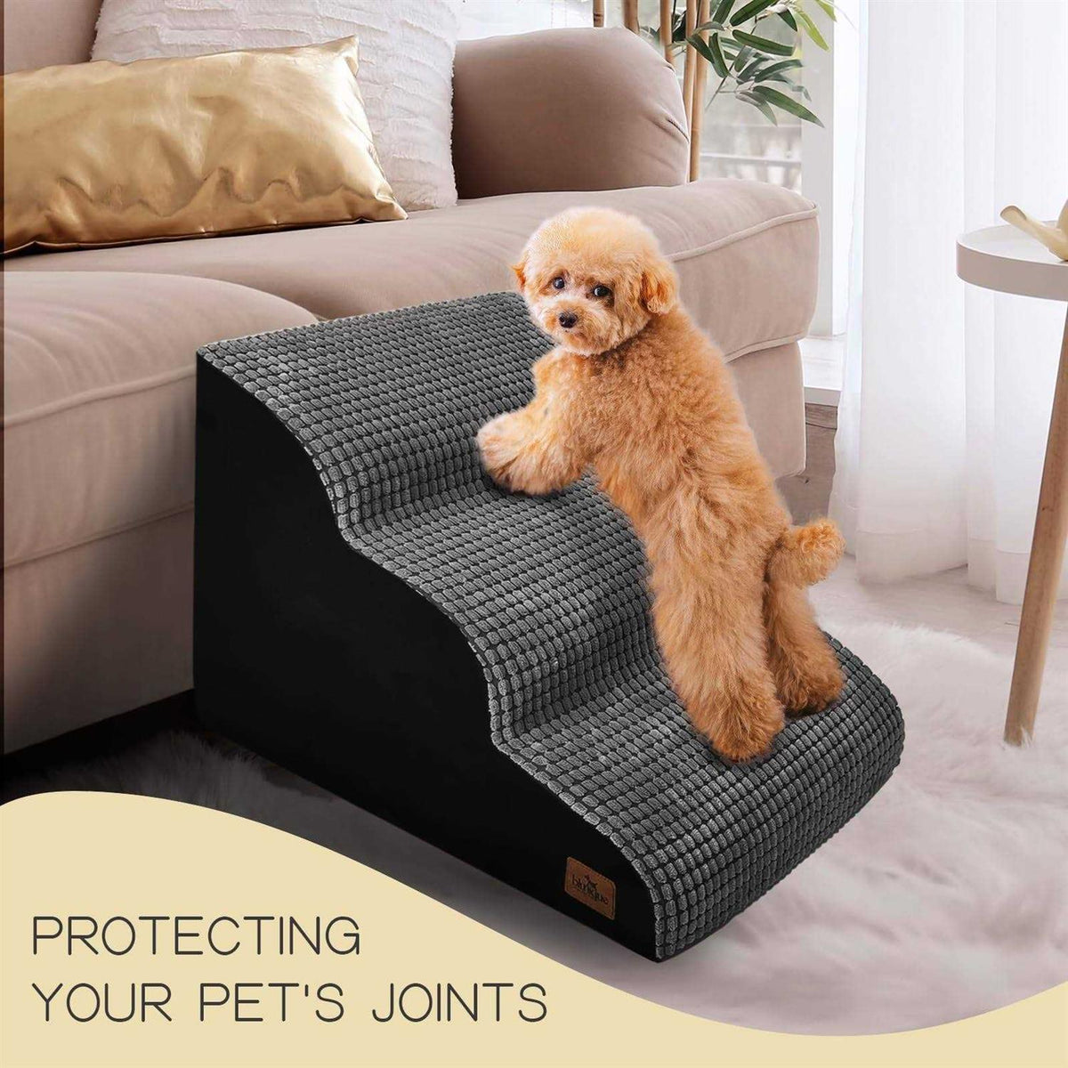 4-Step Corduroy Non-Slip High Density Foam Dog Steps J460581