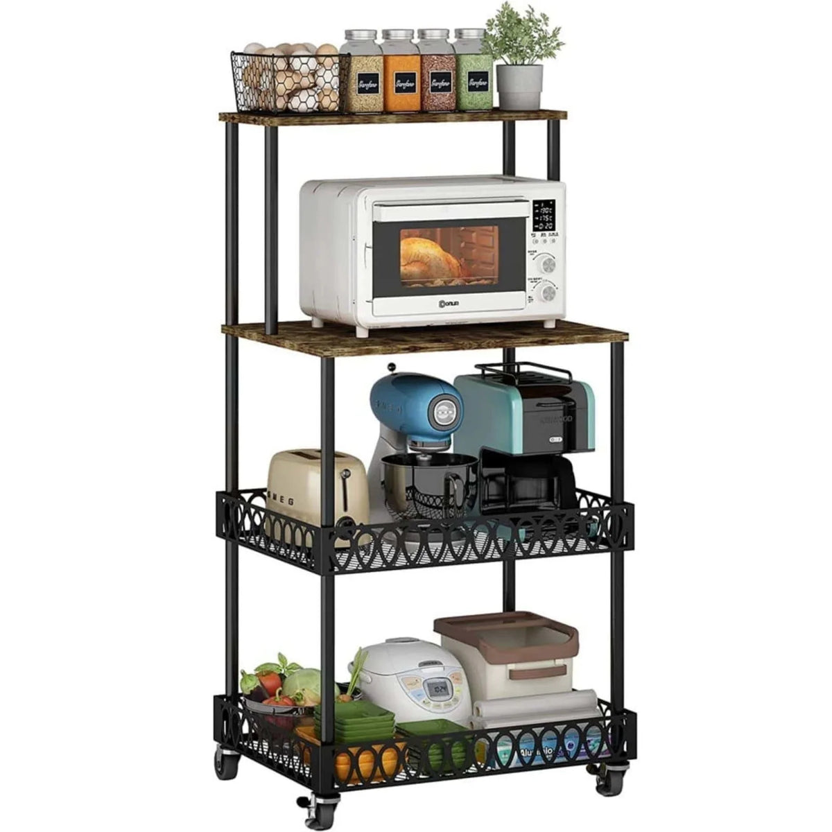 4-Tier Kitchen Bakers Rack with Wheels U987
