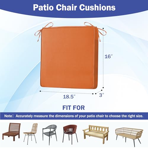 Waterproof Outdoor Chair Cushions Set of 4 with Handle and Ties, Beige J866