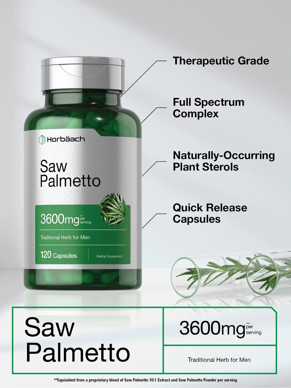 Saw Palmetto Extract 3600mg 120 Capsules Prostate Supplement U546