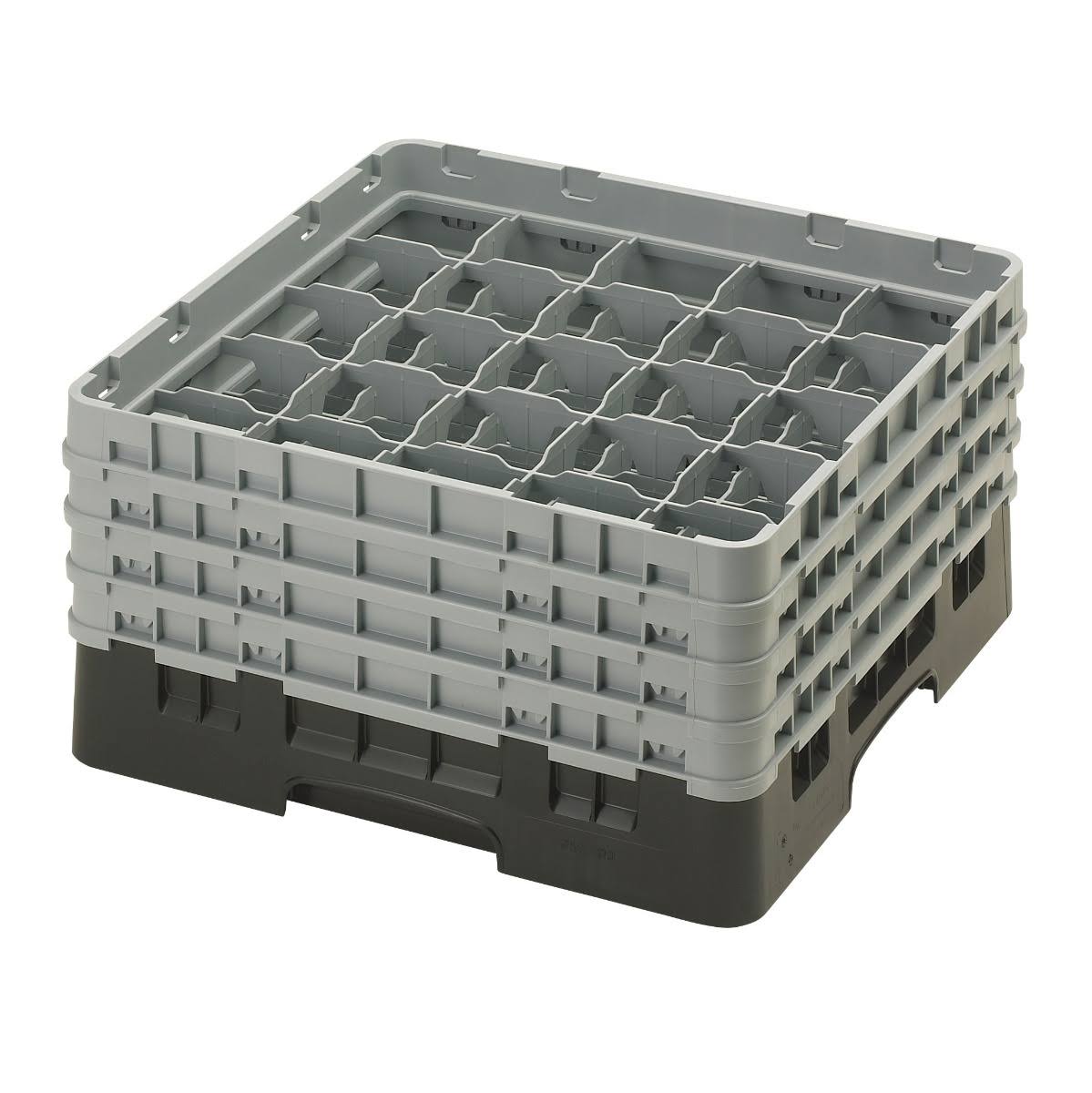 25 Compartment Full Size Glass Rack with 4 Extenders, Black F136468