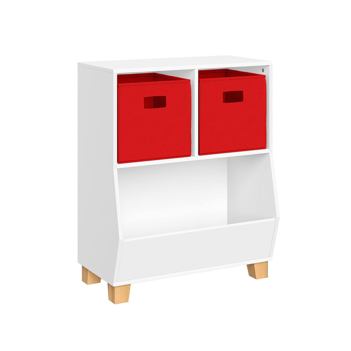White Toy Organizer with 2 Gray Bins X932