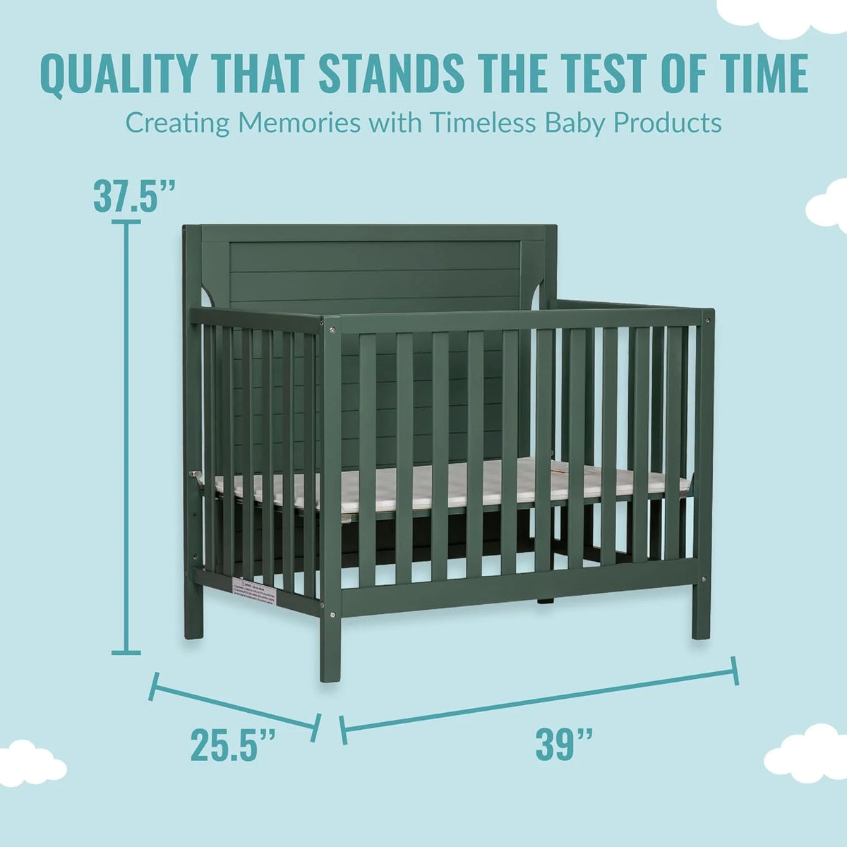 4 in 1 Convertible Mini Portable Crib with 3 Mattress Height Settings H26438