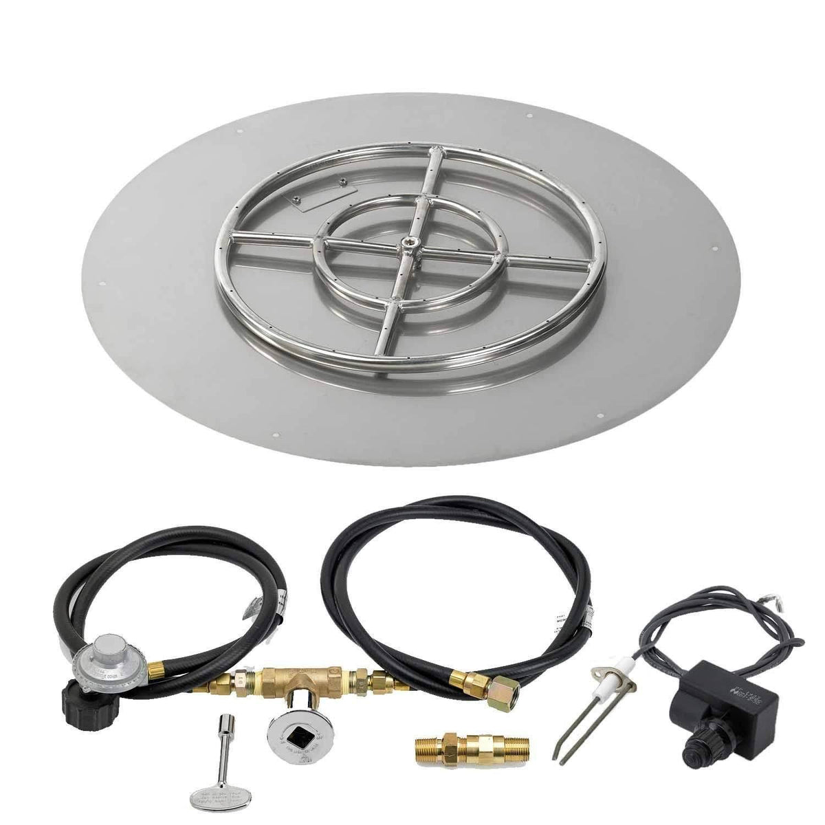 18x22 Round Stainless Steel Flat Pan with Spark Ignition Kit Propane G739734